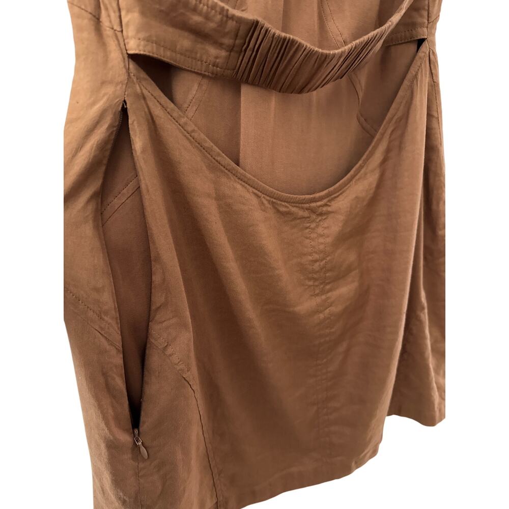 Anthropologie Maeve Halter Linen-Blend Mini Dress Brown Size 8 - Picture 7 of 11